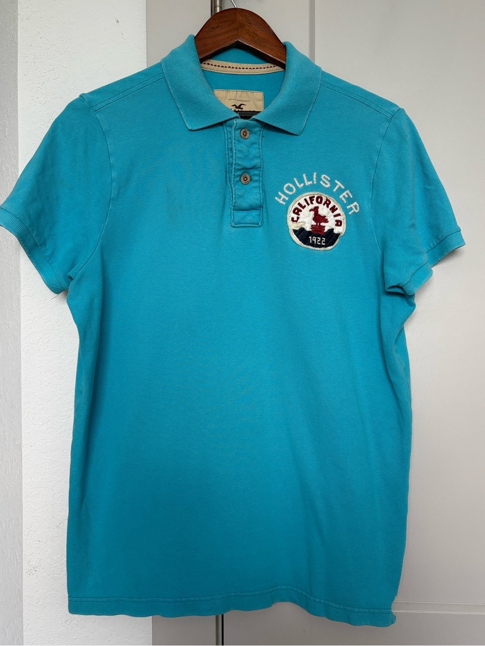 VINTAGE Y2K HOLLISTER TEAL SURFER POLO MENS XL